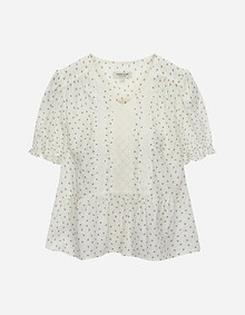 레이스 믹스 패턴 블라우스