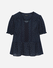 레이스 믹스 패턴 블라우스