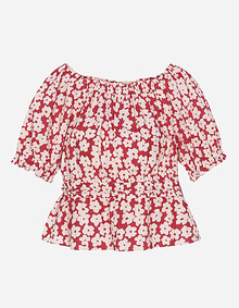 셔링 포인트 플라워 블라우스