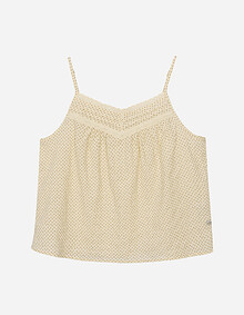 네크 레이스 슬리브리스 블라우스