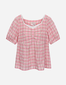 체크 페플럼 블라우스