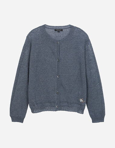 플라워 자수 라운드넥 가디건