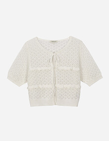 하프 슬리브 라운드넥 가디건