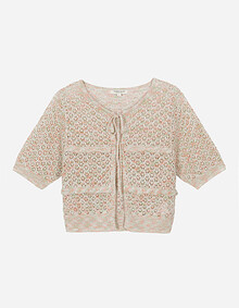 하프 슬리브 라운드넥 가디건