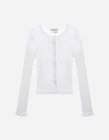 리브 라운드넥 가디건