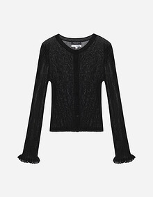 리브 라운드넥 가디건