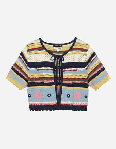 플라워 자카드 가디건