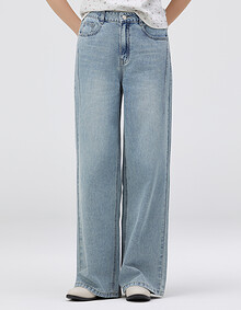 다트 디테일 와이드 데님 팬츠