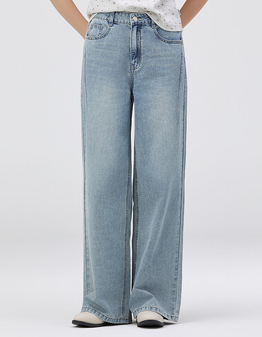 다트 디테일 와이드 데님 팬츠