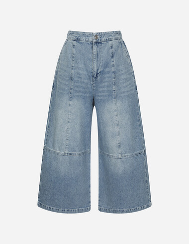 절개 디테일 큐롯 데님 팬츠