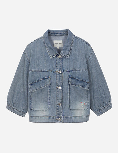 5부소매 데님 트러커자켓