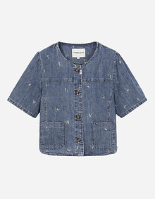 플라워자수 데님 자켓