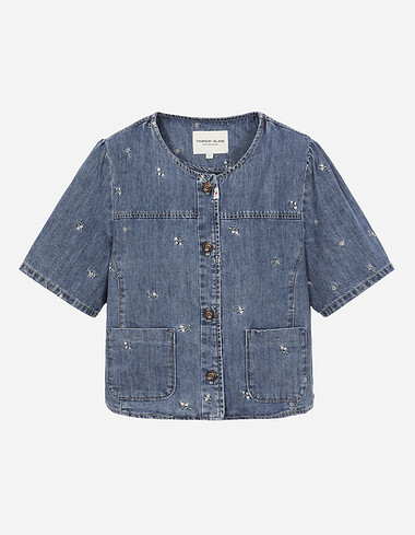 플라워자수 데님 자켓