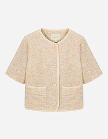 멀티 컬러 트위드 반팔자켓