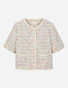 멀티 컬러 트위드 반팔자켓