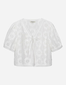 볼드 플라워 레이스 반팔 자켓