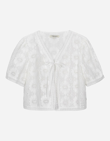 볼드 플라워 레이스 반팔 자켓