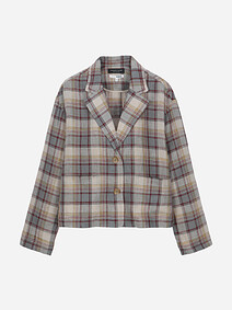 체크 린넨 싱글자켓