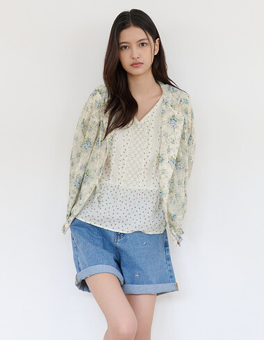 레이스 포인트 프린트 후드점퍼