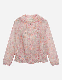 레이스 포인트 프린트 후드점퍼