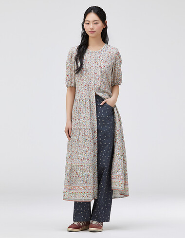 플라워 보더 스트랩 원피스