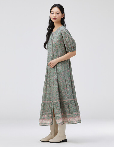 플라워 보더 스트랩 원피스