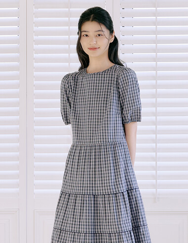 핀코드 디테일 체크원피스