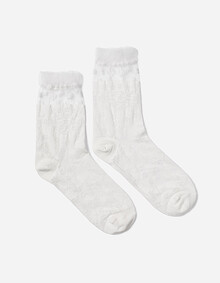 샤 배색 플로럴 삭스