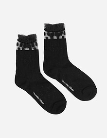 샤 배색 플로럴 삭스