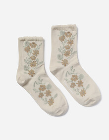 메쉬 배색 플라워 삭스