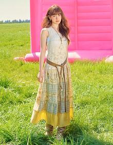 [KiiiKiii 착용] 패턴 믹스 티어드 스커트