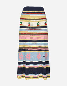 플라워 자카드 니트 스커트