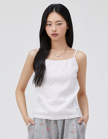 셔링 레이스 슬리브리스 탑