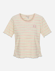 스트라이프 인타록 배색 티셔츠