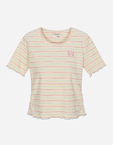 스트라이프 인타록 배색 티셔츠