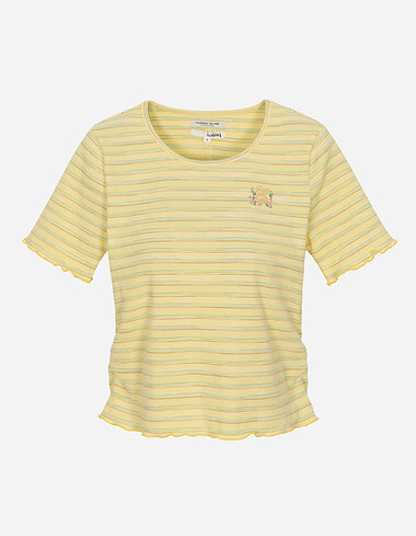 스트라이프 인타록 배색 티셔츠