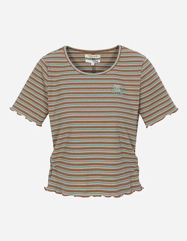 스트라이프 인타록 배색 티셔츠