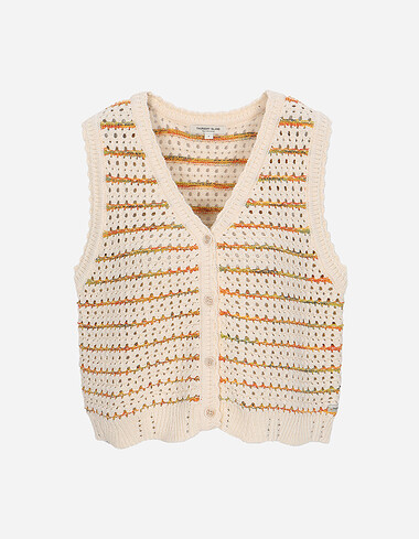 멀티 컬러 브이넥 베스트