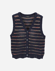 멀티 컬러 브이넥 베스트