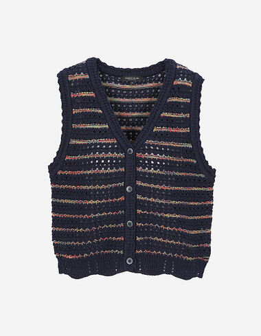 멀티 컬러 브이넥 베스트