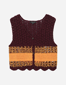 컬러 블록 핸드메이드 니트 베스트
