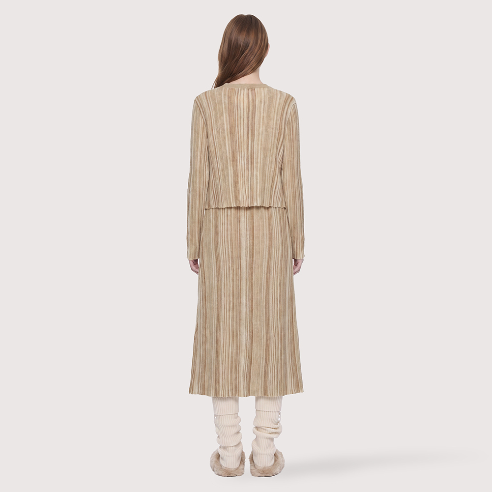 스트라이프 라운드넥 가디건
