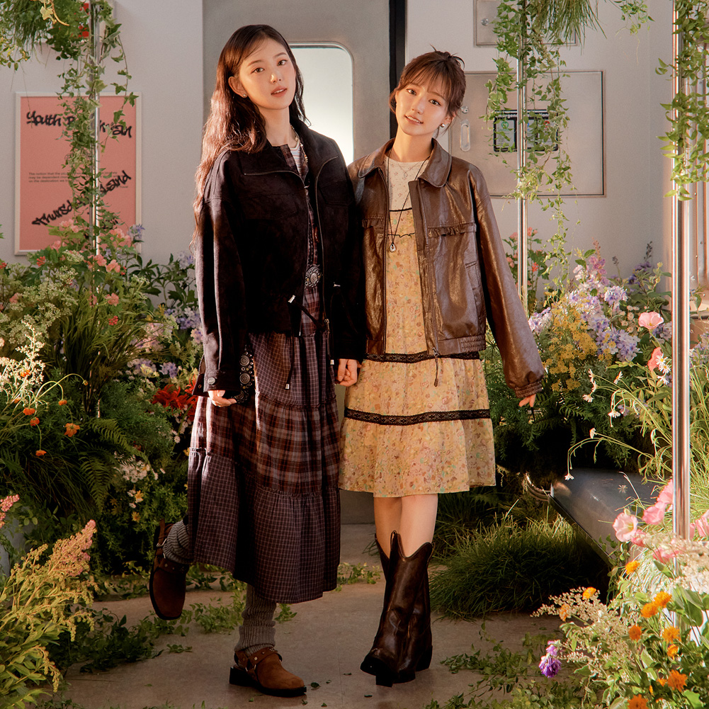 [KiiiKiii 착용] 플라워 미니 레이어드 원피스