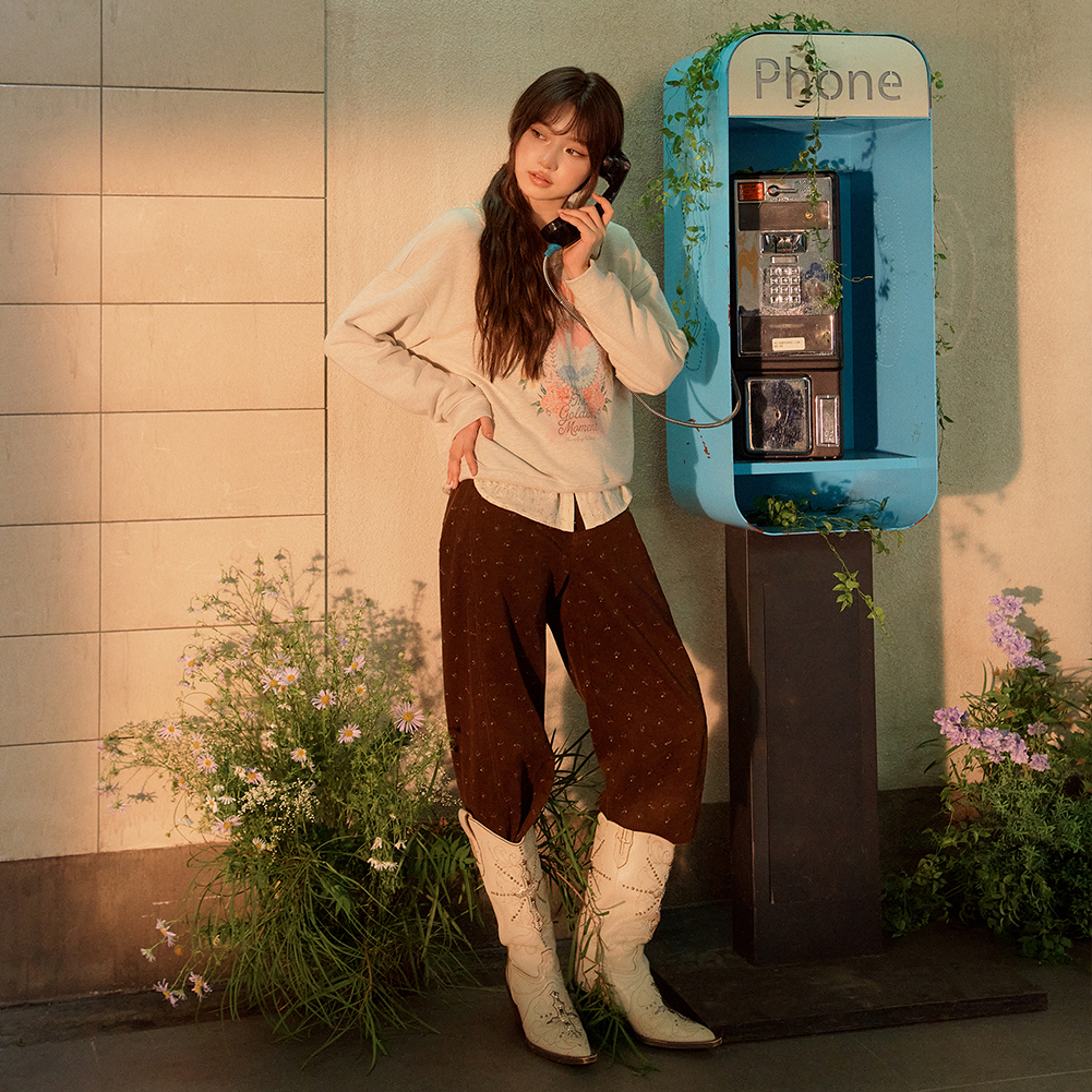 [KiiiKiii 착용] 미니 플라워 코듀로이 팬츠