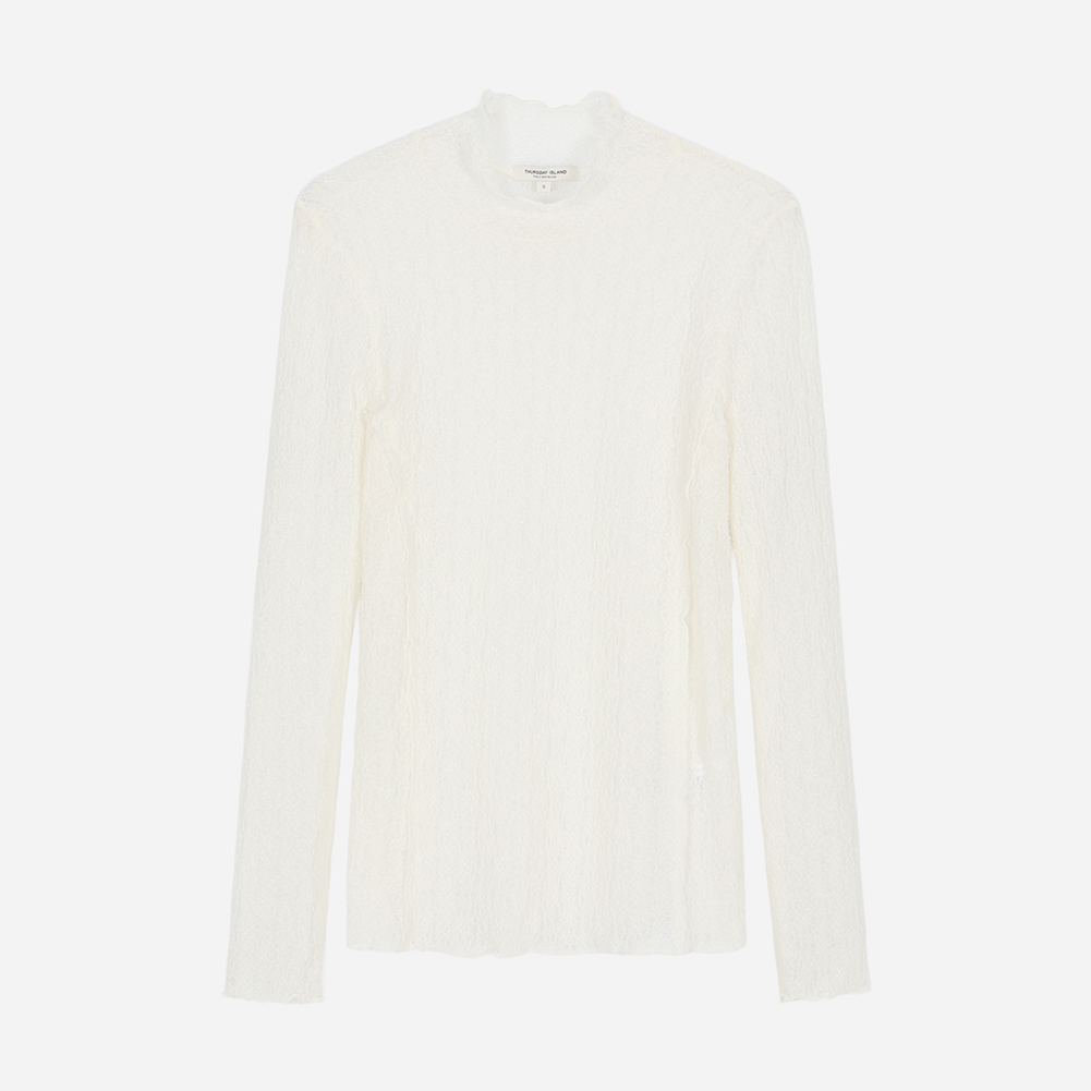 사이바 절개 레이스 티셔츠