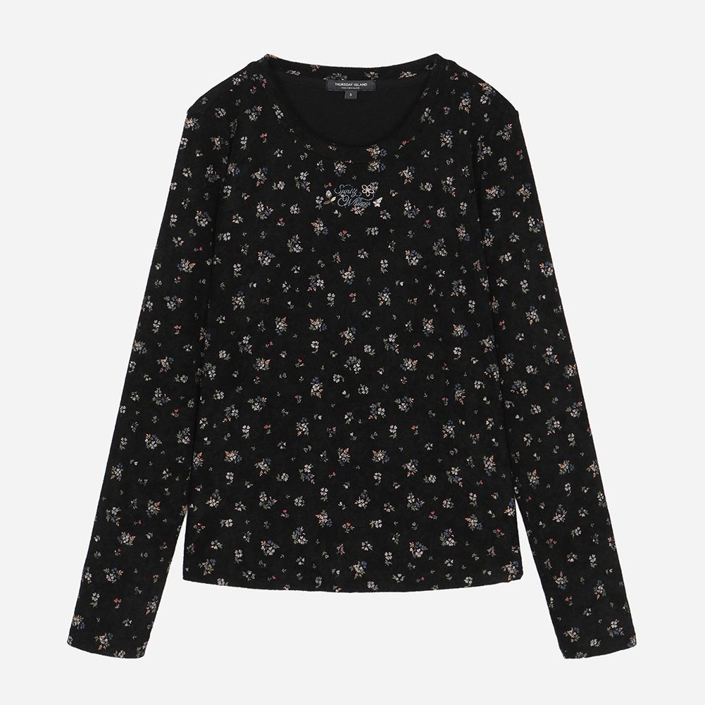 플라워 프린트 테리 티셔츠