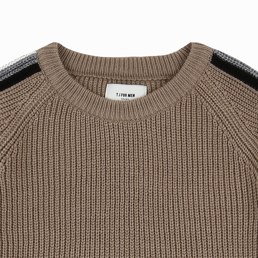 소매 컬러 배색 포인트 스웨터