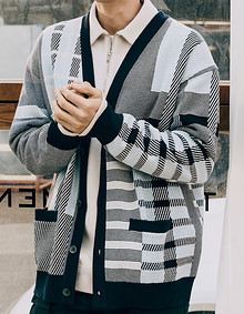 [안보현/차학연 착용]체크패턴 가디건 [익스탠드]