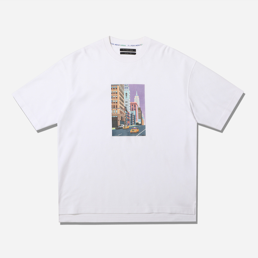 콜라보]NEWYORK 아트웍 소매배색 티셔츠[익스탠드]