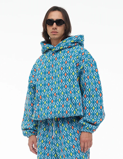 [BONSAI] OVERSIZE ARLECCHINO JACQUARD HOODIE